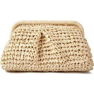 Straw Summer Beach Bag Woven Clutch Purses  Dumpling Detachable Shoulder Strap
